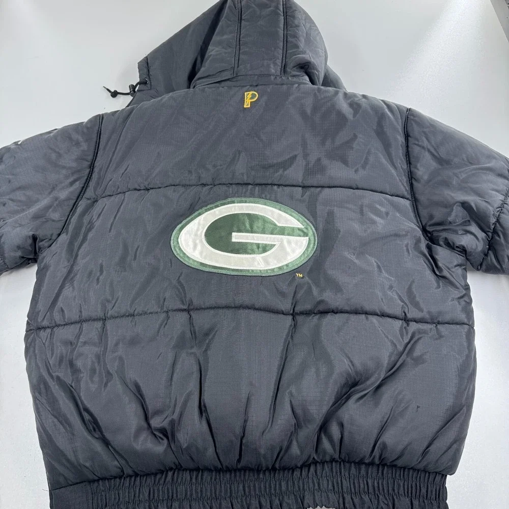 Pro Player Green‎ Bay Packers Coat MENS Reversible 1/2 Zip Hooded Pullover XL